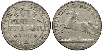 Брауншвейг-Вольфенбюттель 1/6 талера 1767 IDB, вес 5,05 гр. КМ 971 серебро 413-1432