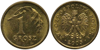 Польша 1 грош 2005 MW KM 276, Parchimowicz 701n латунь 4396-1262