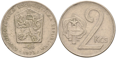 Чехословакия 2 кроны 1973 KM 75 медно-никель    4143-333