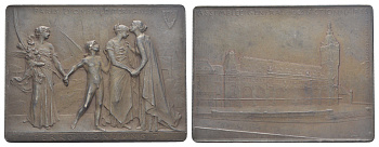 Франция плакетка железнодорожной компании "P.L.M. - Chemins de fer de Paris ? Lyon et ? la M?diterran?e" ND В оригинальной коробке, Париж на заднем плане с железнодорожным вокзалом, Пантеон и собор Парижской Богоматери 3-5-3-15