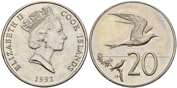 Острова Кука 20 центов 1992 KM 35 медно-никель UNC 4120-936