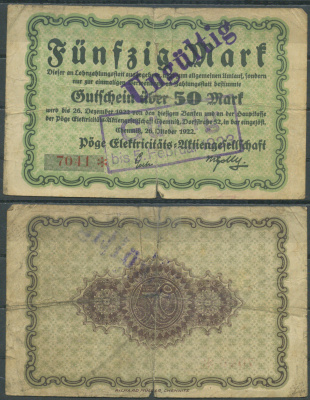 Хемниц 50 марок 1922 бумага 6285-40-2-2