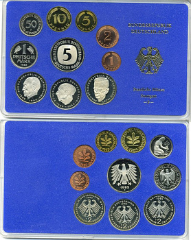 ФРГ государственный набор из 10 монет 1985 F    PROOF  3-5-3-12