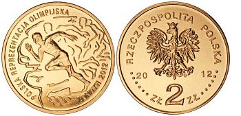 Польша 2 злотых 2012 MW, XXX летние Олимпийские игры в Лондоне в 2012 году KM 832 нордик UNC M48-11