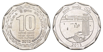 Шри-Ланка 10 рупий 2013 серия административные округа Шри Ланки, Галле KM 196 нержавеющая сталь UNC 4635-943