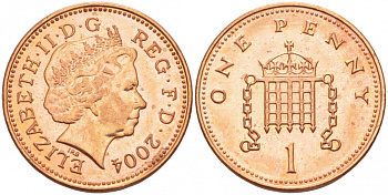 Великобритания 1 пенни 2002 Елизавета II (1952-2022) KM 986, Spink 4710 (B5) сталь плакированная медью UNC 112-1038