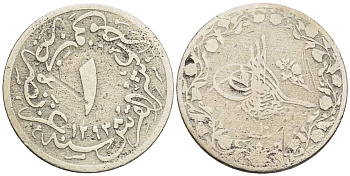 ЕГИПЕТ 1/10 ГИРША 1884 АН1293, ГОД 10, ABDUL HAMID II (1876-1909), ОСМАНСКАЯ ИМПЕРИЯ KM 289 медно-никель 4516-164