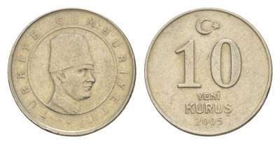 Турция 10 курушей 2005 KM 1166 медь никель цинк 4632-256