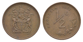 Родезия 1/2 цента 1972 KM 9 бронза 4596-1217