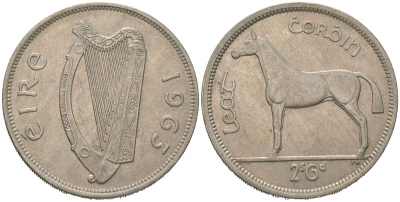 Ирландия 1/2 кроны 1963 лошадь KM 16a медно-никель 4120-723