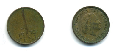НИДЕРЛАНДЫ 1 ЦЕНТ 1970 ЮЛИАНА KM 180 бронза 53-222