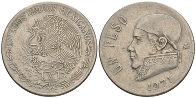 Мексика 1 песо 1971 Хосе Мария Морелос KM 460 медно-никель 87-155