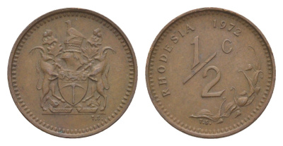 Родезия 1/2 цента 1972 KM 9 бронза 4596-1217