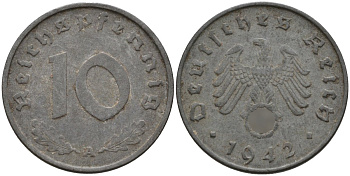 Германия 10 рейхспфеннигов 1942 A KM 101, J.371 цинк 4151-169