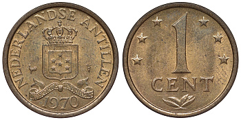 Нидерландские Антилы 1 цент 1970 Юлиана (1948-1980) KM 8 бронза UNC 4118-857