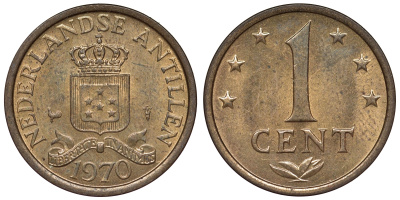 Нидерландские Антилы 1 цент 1970 Юлиана (1948-1980) KM 8 бронза UNC 4118-857