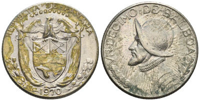 Панама 1/10 бальбоа 1970  KM 10 медь плакированная медно-никелем  aUNC  4609-853