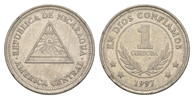 Никарагуа 1 кордоба 1997 KM 89 сталь плакированная никелем 4529-525
