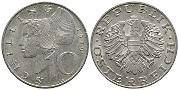 Австрия 10 шиллингов 1979 KM 2918 никель плакированный медно-никелем 4606-923