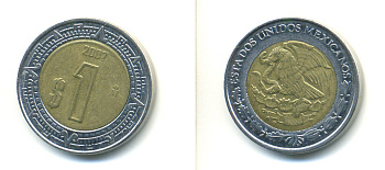 Мексика 1 песо 2007 KM 603 биметалл 176-1254