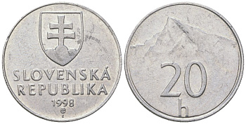 Словакия 20 геллеров 1998 MK KM 18 алюминий aUNC 4164-555