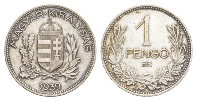 Венгрия 1 пенге 1939 KM 510 серебро 4637-457