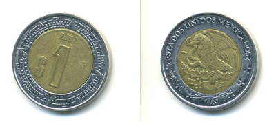 Мексика 1 песо 2007 KM 603 биметалл 176-1254