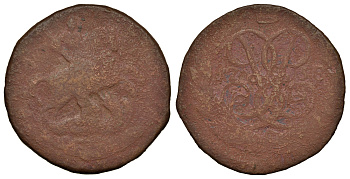 Россия 2 копейки 1758 красный монетный двор, Елизавета Петровна (1741-1762) Биткин 392 медь 221-723