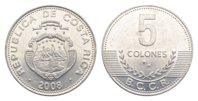 Коста-Рика 5 колонов 2008 KM 227b алюминий UNC 4644-358