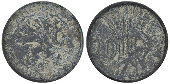 Богемия и Моравия 20 геллеров 1942 германский протекторат KM 2 цинк 4119-912