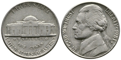 США 5 ЦЕНТОВ 1981 D, ДЖЕФФЕРСОН KM А192 медно-никель 76-1033