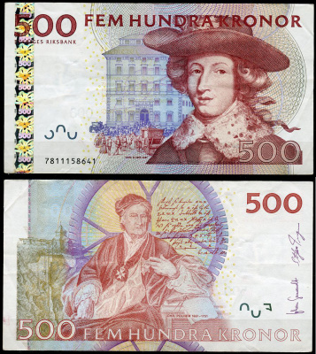 Швеция 500 крон 2007 Карл XI, Кристофер Польхаммар Pick 66 c  бумага   451-870-2