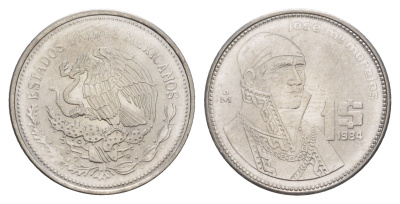 Мексика 1 песо 1984 Mo KM 496 медно-никель UNC 4637-623