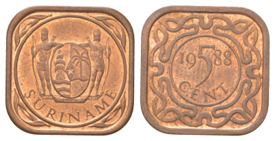 Суринам 5 центов 1988 KM 12b сталь плакированная медью UNC 4625-321