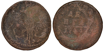 Россия деньга 1744 Елизавета (1741-1761), Красный монетный двор Биткин 352 медьь 51-3457