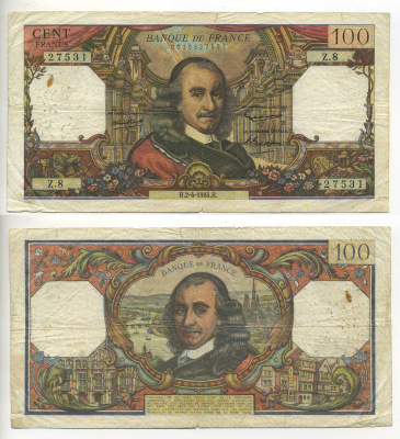 ФРАНЦИЯ 100 ФРАНКОВ 1964 Pick 149a бумага 7552-14-1-1