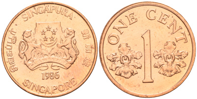 Сингапур 1 цент 1986  KM 49 бронза  UNC  M02-11