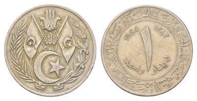 Алжир 1 динар 1964 год-тип KM 100 медно-никель 4706-426