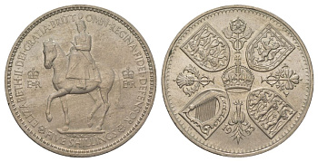 Великобритания 1 крона (5 шиллингов) 1953 коронация королевы Елизаветы, Елизавета II (1952-2022) Елизаветы, в красочной упаковке KM 894, Spink 4136 медно-никель UNC 4368-311