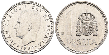 Испания 1 песета 1984 Хуан Карлос I (1975-2014) KM 821 алюминий 85-636