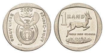 ЮАР 1 ранд 2009 KM 468 медь плакированная никелем 4627-532