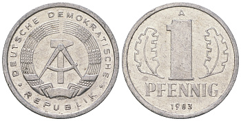 ГДР 1 пфенниг 1983 А KM 8.2 алюминий 4623-454
