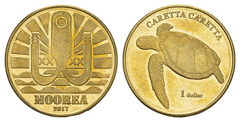 Французская Полинезия (Муреа) 1 доллар 2017 латунь BU 4646-1132