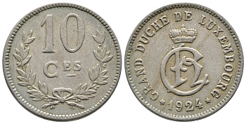 Люксембург 10 сантимов 1924 Шарлотта (1918-1964) KM 34 медно-никель 259-635