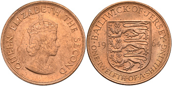 Джерси 1/12 шиллинга 1964 Елизавета II (1952-2022) KM 21 бронза aUNC 4367-315