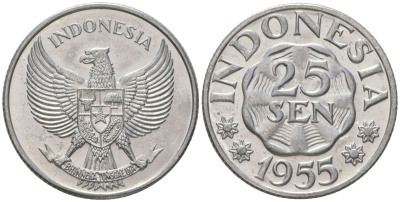 Индонезия 25 сен 1955 KM 11 алюминий aUNC 106-631