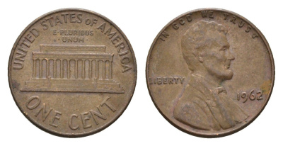 США 1 цент 1962 Авраам Линкольн KM 201 медь цинк 4674-469