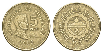 Филиппины 5 писо 2005 KM 272 никель латунь 4652-434