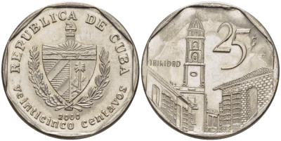 Куба 25 сентаво 2000 площадь в Тринидаде KM 577.2 сталь плакированная никелем 67-1156