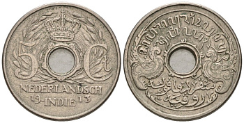 Нидерландская Восточная Индия 5 центов 1913 Вильгельмина (1890-1948) KM 313 медно-никель 4577-425